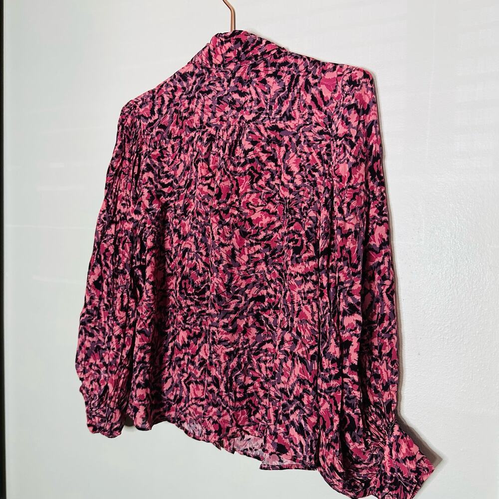 Gilner Farrar Black Hot Pink Button Front Collared Buttons Shirt Size Small - Picture 7 of 9